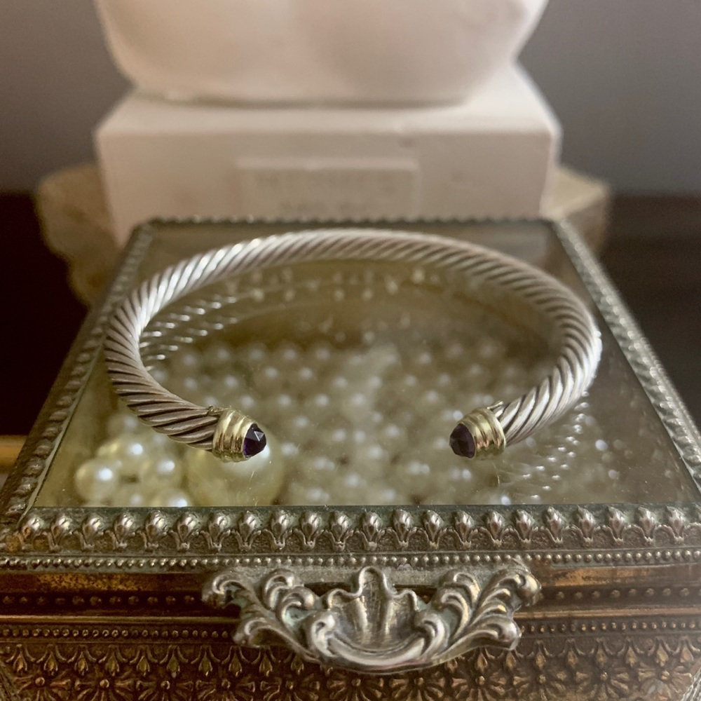 David Yurman 5mm amethyst bracelet w/ gold accent